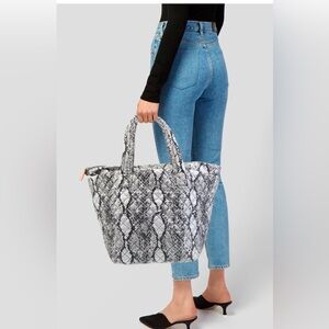 MZ Wallace Quilted Snake Print Tote in Black and White